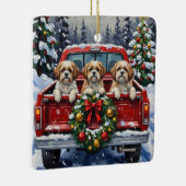 Shih Tzu Christmas Red Truck Holiday Keramisch Ornament (Rechts)