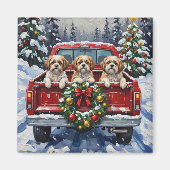 Shih Tzu Christmas Red Truck Holiday Magneet (Voorkant)