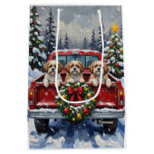 Shih Tzu Christmas Red Truck Holiday Medium Cadeauzakje (Achterkant)