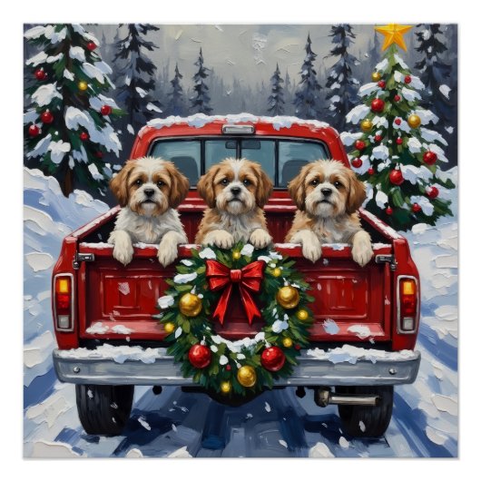 Shih Tzu Christmas Red Truck Holiday Perfect Poster (Voorkant)