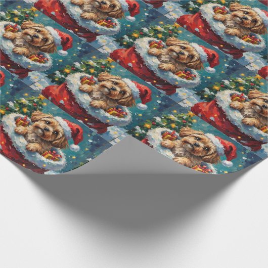 Shih Tzu Christmas Santa Bag Adventure Cadeaupapier (Hoek)
