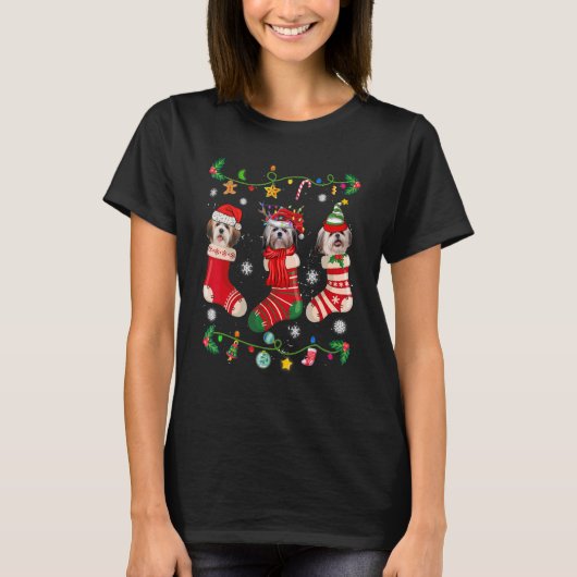 Shih Tzu Christmas Socks Xmas Dog   T-shirt (Voorkant)