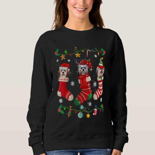 Shih Tzu Christmas Socks Xmas Dog   Trui (Voorkant)