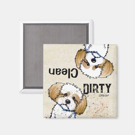 Shih Tzu Clean Dirty Dishwasher magnet (Voorkant / Achterkant)
