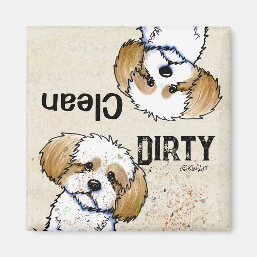 Shih Tzu Clean Dirty Dishwasher magnet (Voorkant)