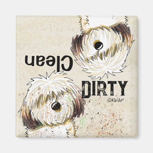 Shih Tzu Clean Dirty Dishwasher magnet (Voorkant)