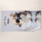 Shih Tzu Cool Beach Zonnebril Foto Monogram Strandlaken (Voorkant)