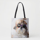 Shih Tzu Cool leuk cute Foto Aangepaste Monogram Tote Bag (Voorkant)