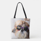 Shih Tzu Cool leuk cute Foto Aangepaste Monogram Tote Bag (Achterkant)