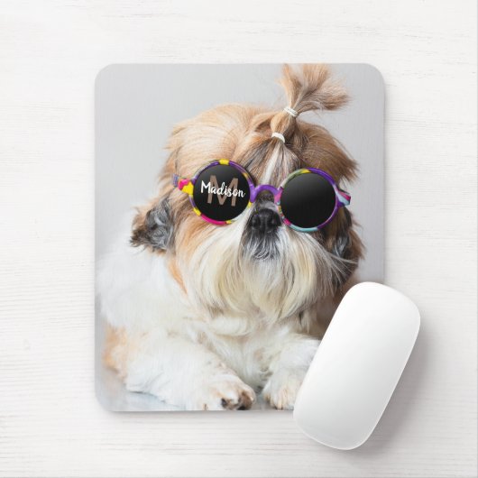 Shih Tzu Cool leuk cute Zonnebril Foto Monogram Muismat (Met muis)