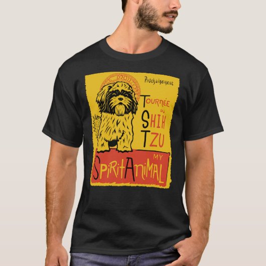 Shih Tzu Cute Dog Chat Noir Mashup T-shirt (Voorkant)