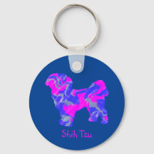 Shih Tzu Cute Dog Silhouette Crazy Hot Pink & Blue