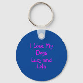 Shih Tzu Cute Dog Silhouette Crazy Hot Pink & Blue Sleutelhanger (Achterkant)