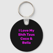 Shih Tzu Cute Dog Silhouette Crazy Hot Pink & Blue Sleutelhanger (Achterkant)