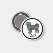 Shih Tzu Cute Dog Silhouette Y& Blue Grid Magneet (Voorkant / Achterkant)