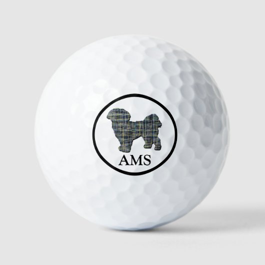 Shih Tzu Cute Pet Dog Silhouette Y&B Grid Golfballen (Voorkant)