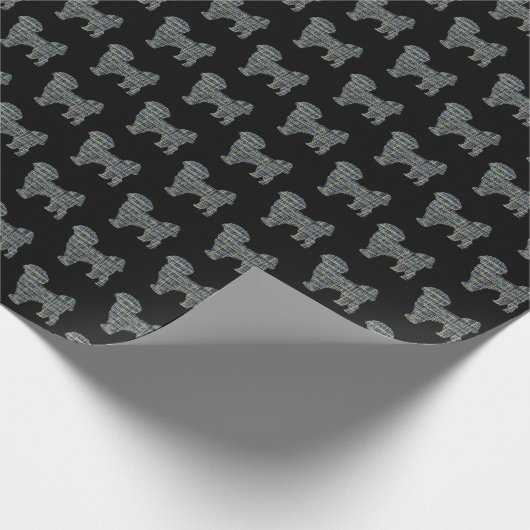 Shih Tzu Cute Silhouette Dog Yellow & Black Grid Cadeaupapier (Hoek)