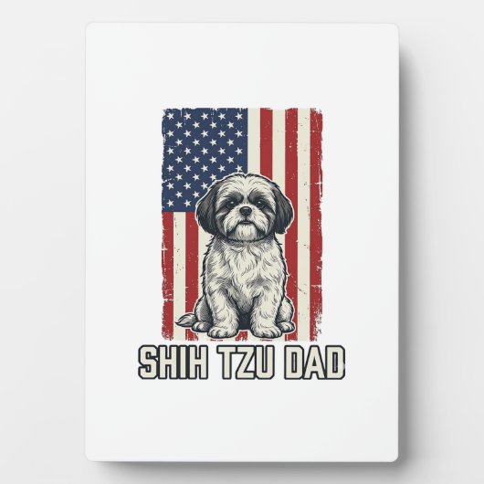 Shih Tzu Dad Patriotic Flag Vintage Dog Shirt_1 Fotoplaat (voorkant)