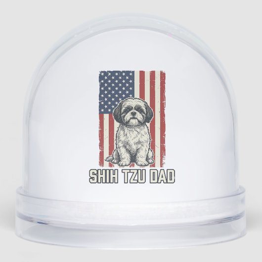 Shih Tzu Dad Patriotic Flag Vintage Dog Shirt_1 Sneeuwbol (Voorkant)