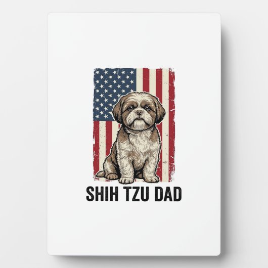Shih Tzu Dad Patriotic Vintage Dog Shirt Design_1 Fotoplaat (voorkant)