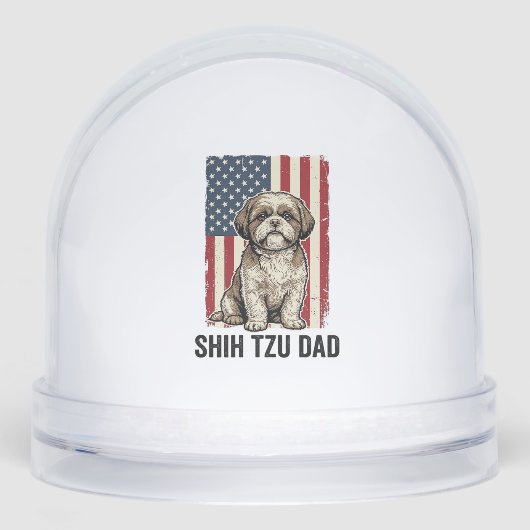 Shih Tzu Dad Patriotic Vintage Dog Shirt Design_1 Sneeuwbol (Voorkant)