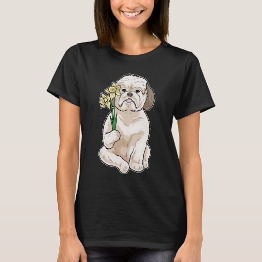 Shih Tzu Daffodil Flower T-shirt (Voorkant)