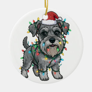 Shih Tzu die een kerstmuts draagt voor Kerstmis Keramisch Ornament