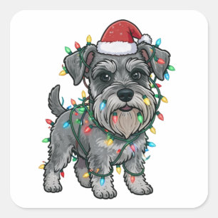 Shih Tzu die een kerstmuts draagt voor Kerstmis Vierkante Sticker