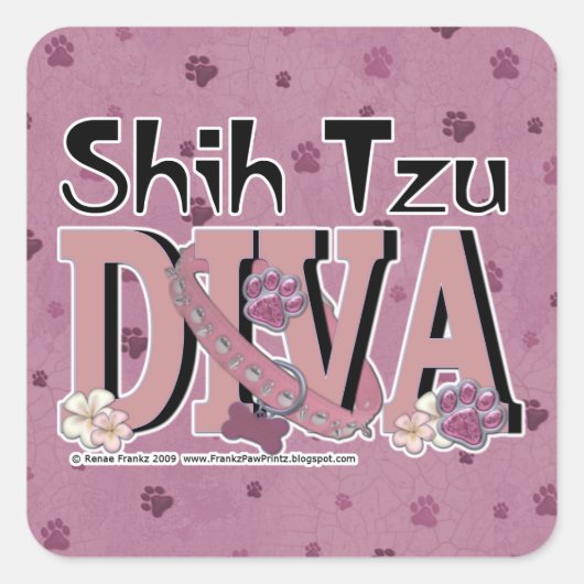 Shih Tzu DIVA Vierkante Sticker (Voorkant)