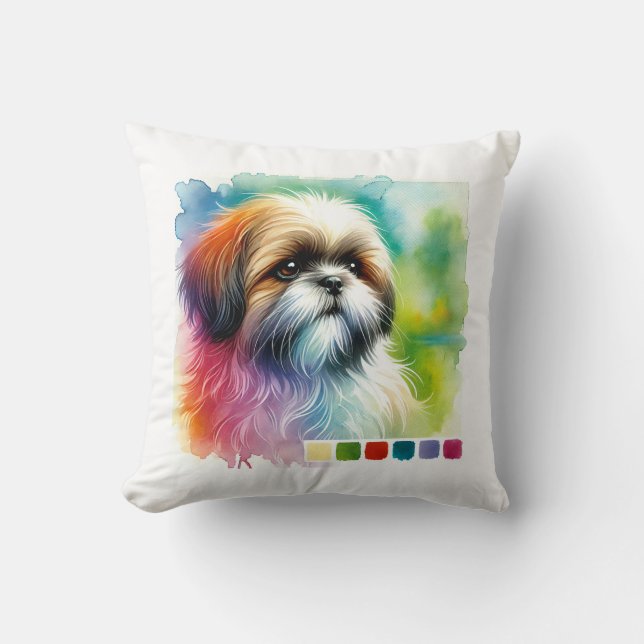Shih Tzu Dog 200924AREF131 - Watercolor Kussen (Voorkant)
