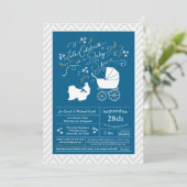 Shih Tzu Dog Baby shower Blue Boy Kaart (Staand voorkant)
