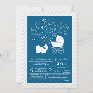 Shih Tzu Dog Baby shower Blue Boy Kaart