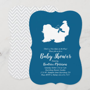 Shih Tzu Dog Baby shower Blue Boy Kaart