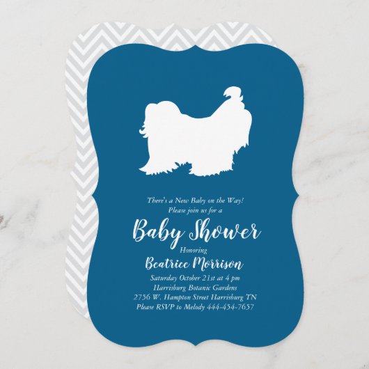 Shih Tzu Dog Baby shower Blue Boy Kaart (Voorkant / Achterkant)