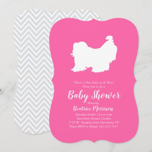 Shih Tzu Dog Baby shower roze meisje Kaart (Voorkant / Achterkant)