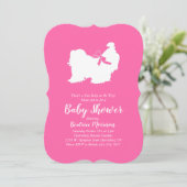 Shih Tzu Dog Baby shower roze meisje Kaart (Staand voorkant)