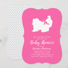 Shih Tzu Dog Baby shower roze meisje Kaart