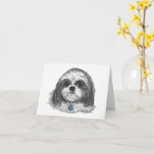 Shih Tzu Dog Blank Kaart (Gele Bloem)