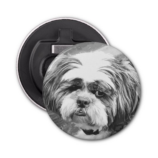 SHIH TZU DOG BUTTON FLESOPENER (Voorkant)