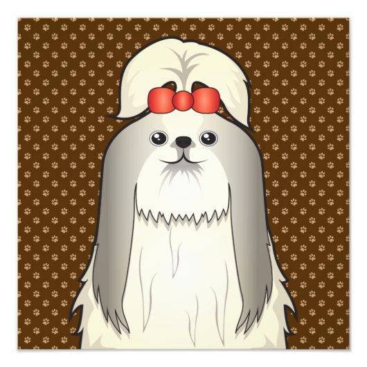 Shih Tzu Dog Cartoon Paws Foto Afdruk (Voorkant)