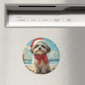 Shih Tzu Dog Christmas  Beach Magneet (Insitu (Vaatwasser))