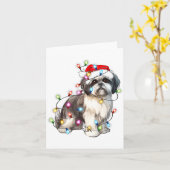 Shih Tzu Dog Christmas Lights Xmas Cute  Kaart (Gele Bloem)
