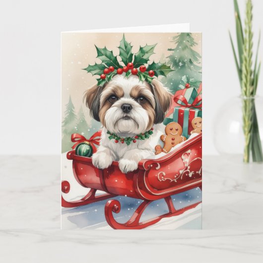 Shih Tzu Dog Christmas Wenskaart Kaart (Voorkant)