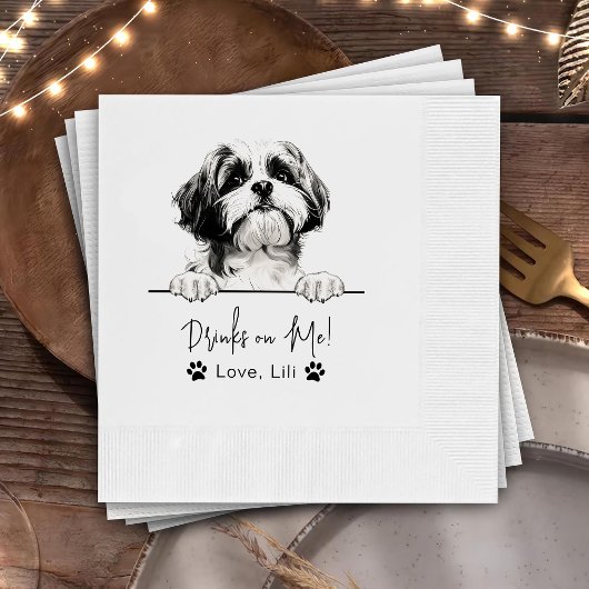 Shih Tzu Dog Custom Gepersonaliseerde Drinken Op M Servet