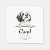 Shih Tzu Dog Drawing Gepersonaliseerde Proost Servet (Voorkant)