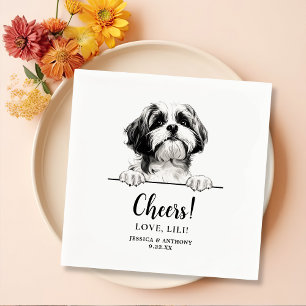 Shih Tzu Dog Drawing Gepersonaliseerde Proost Servet