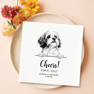Shih Tzu Dog Drawing Gepersonaliseerde Proost Servet
