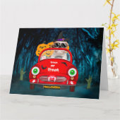 Shih Tzu Dog Driving Car Scary Halloween Kaart (Gele Bloem)