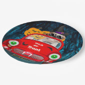 Shih Tzu Dog Driving Car Scary Halloween Papieren Bordje (Gekanteld)