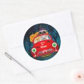 Shih Tzu Dog Driving Car Scary Halloween Ronde Sticker (Envelop)